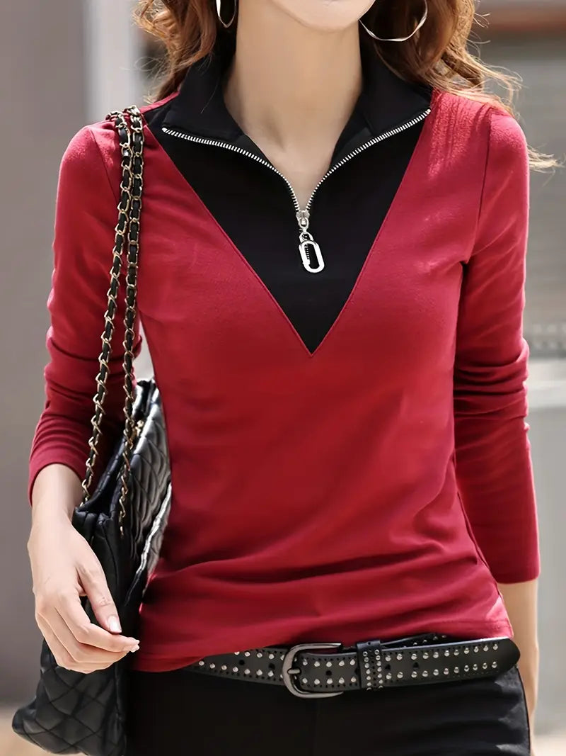 Elegant High-Stretch Long-Sleeve Knitwear Top