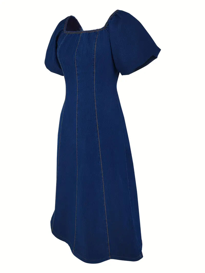 Off-Shoulder Navy Blue Bodycon Dress with Golden Accents – Elegant Stretch-Fit Evening & Cocktail Wear