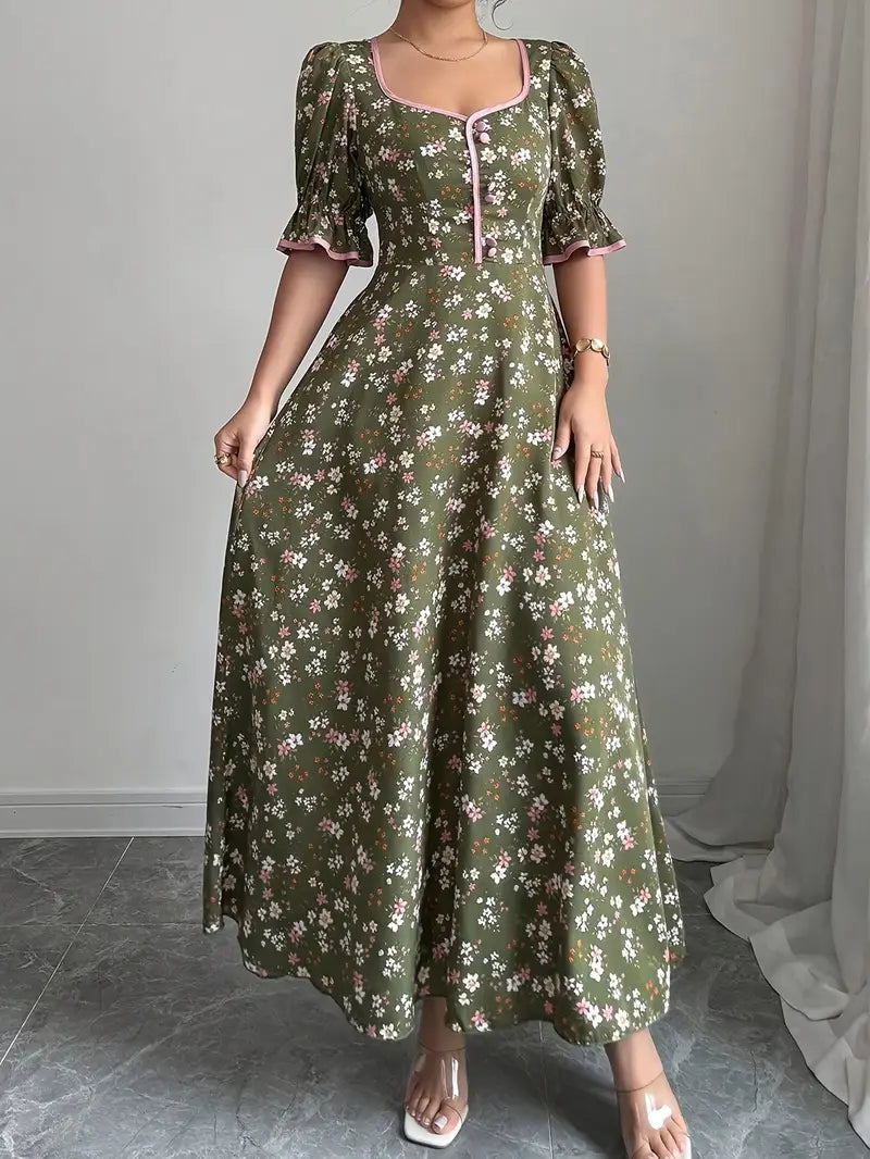 Classic Elegance Tea-Length Flared Party Gown