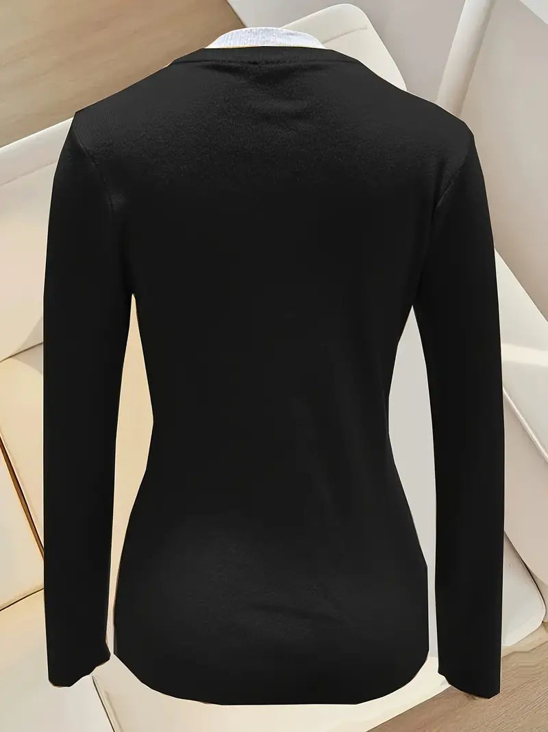 Women’s Elegant Beige Sweater – Soft Round Neck Pullover with Button Detailing