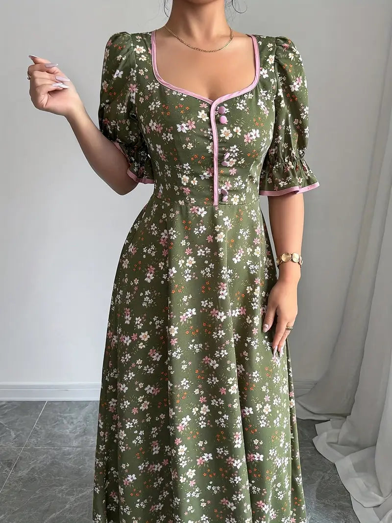 Classic Elegance Tea-Length Flared Party Gown