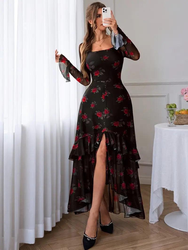 Timeless Square-Neck Evening Gown