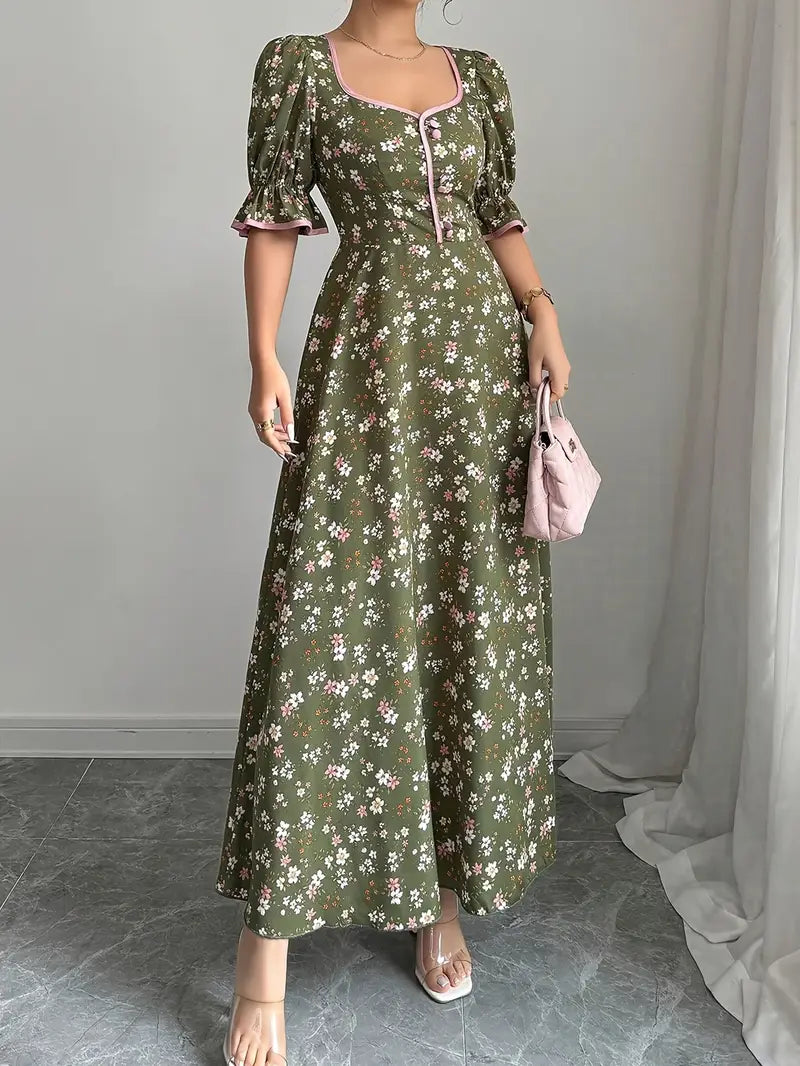 Classic Elegance Tea-Length Flared Party Gown