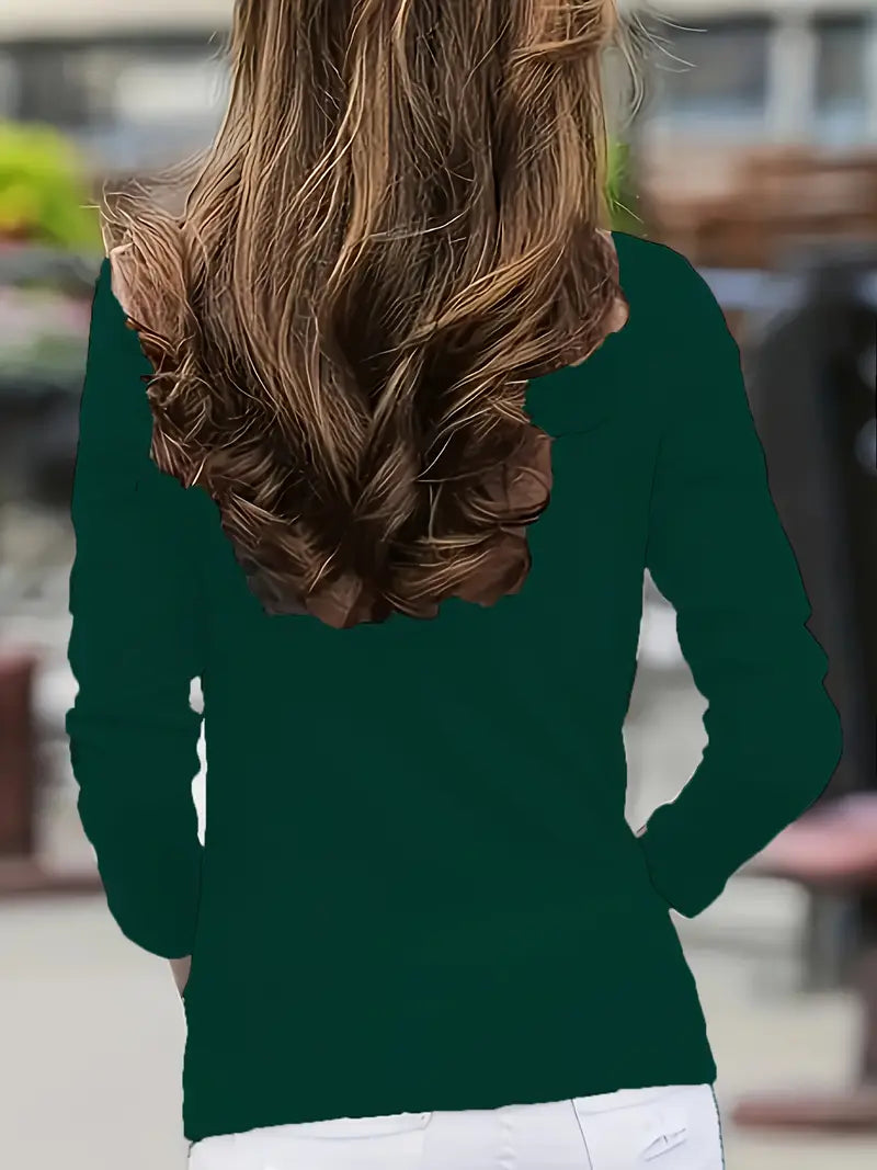 Elegant Long-Sleeve High-Neck Top with Decorative Buttons