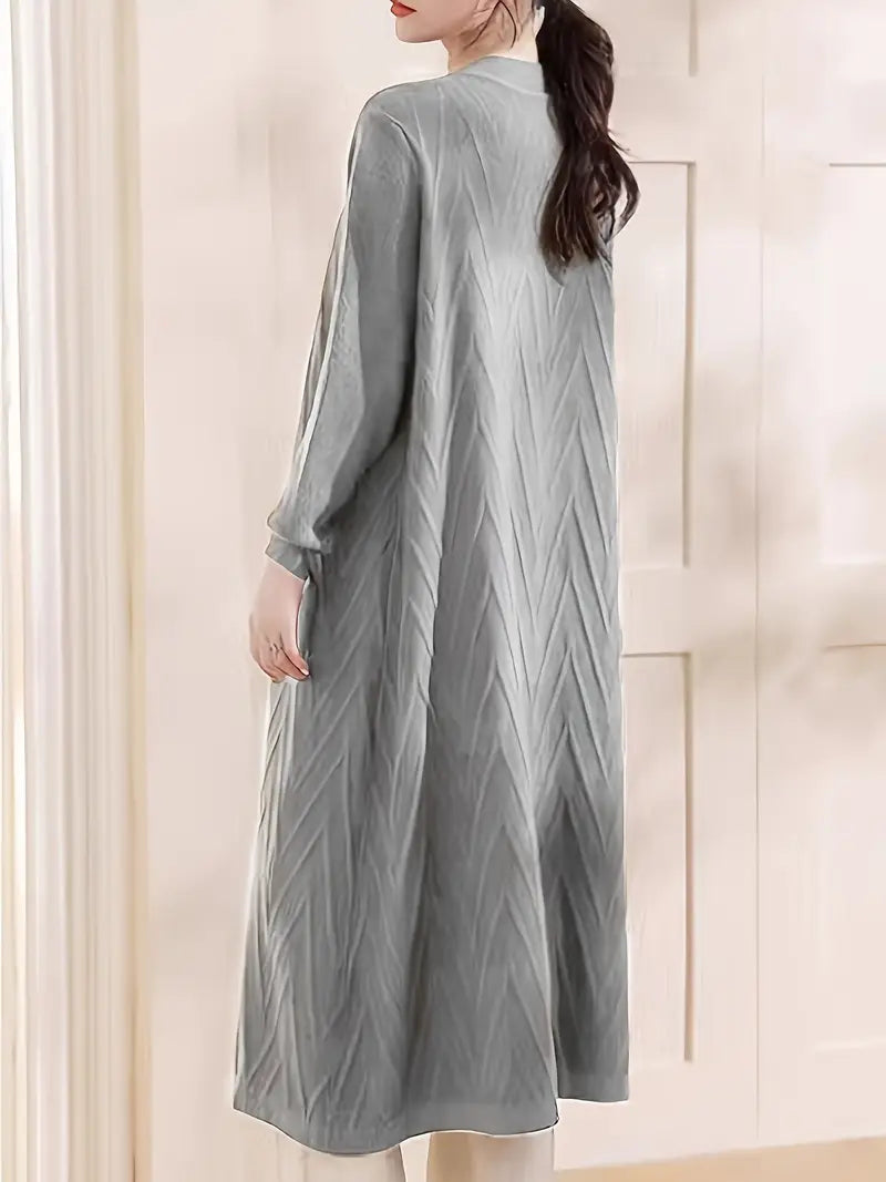 High-End Over-The-Knee Shawl Cardigan Coat — Elegant Longline Sweater for Autumn & Winter 2024