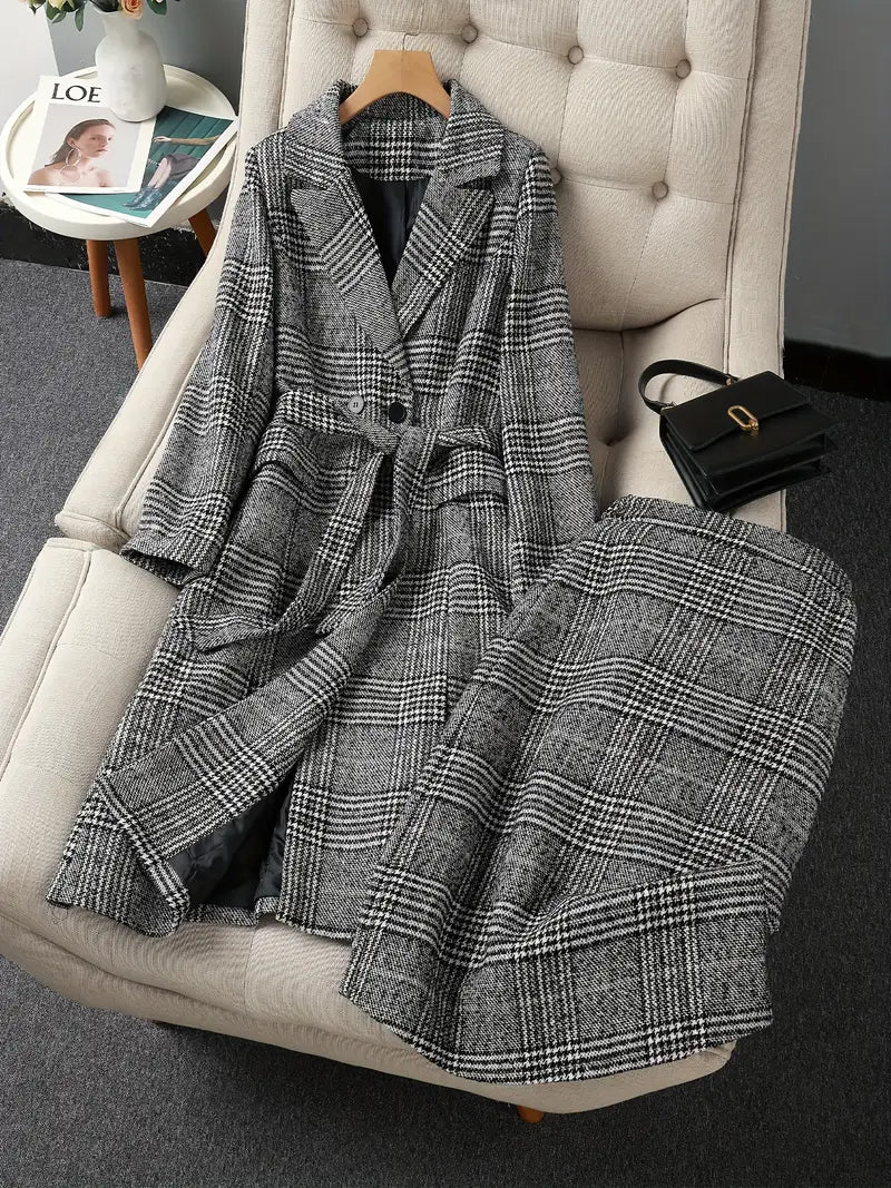 Elegant Long-Sleeve Top & Matching Skirt Set — Polished Skirt Suit for Sophisticated Day-to-Evening Wear