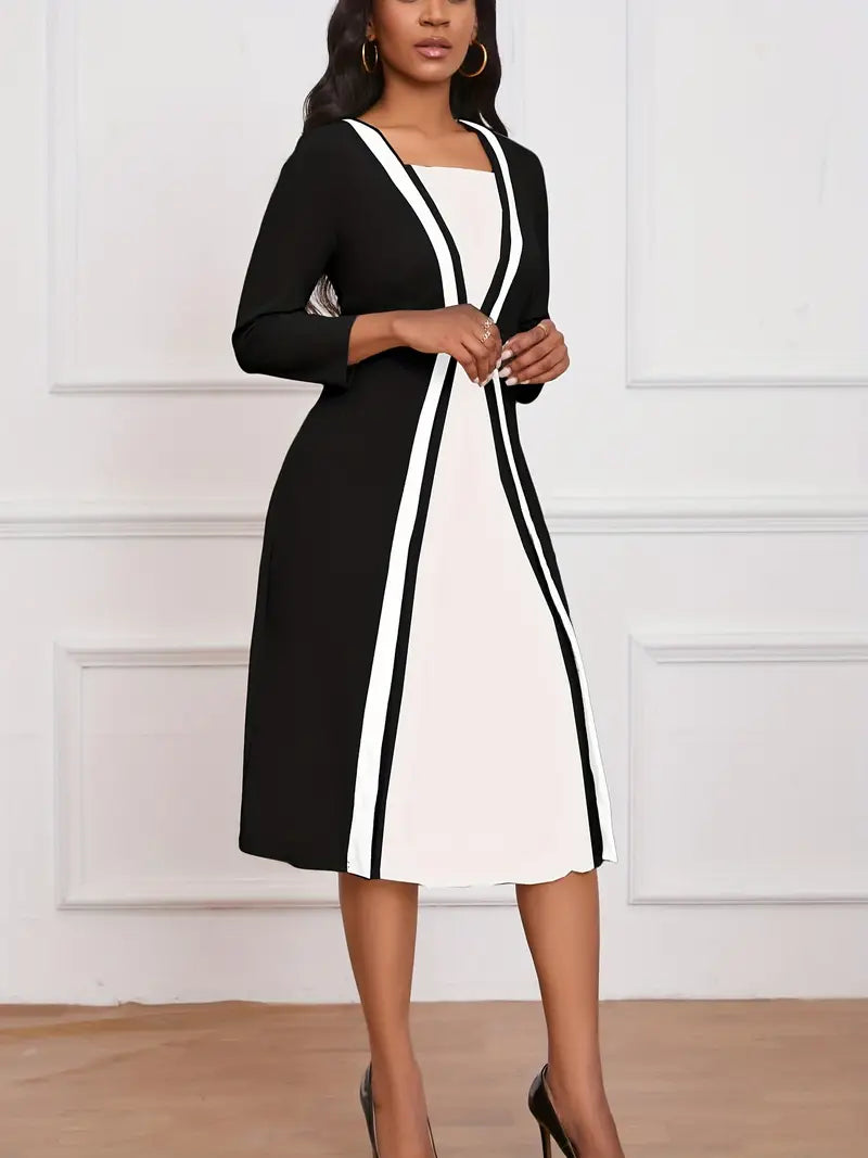 Elegant Sleeveless Maxi Dress – Crew Neck, High-Waist, Side Split, Polished Formal & Evening Wear