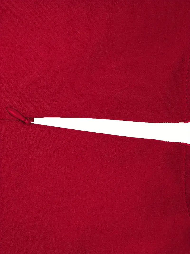 Elegant Sleeveless Maxi Dress – Crew Neck, High-Waist, Side Split, Polished Formal & Evening Wear