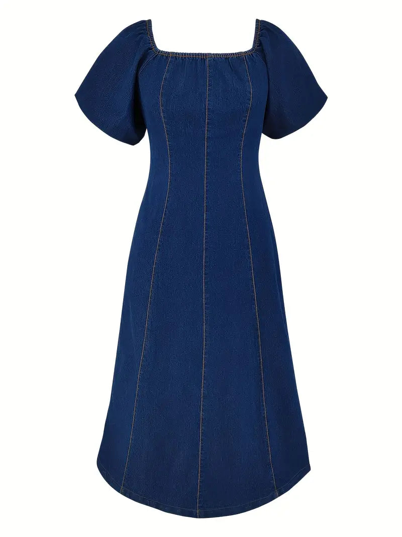 Off-Shoulder Navy Blue Bodycon Dress with Golden Accents – Elegant Stretch-Fit Evening & Cocktail Wear