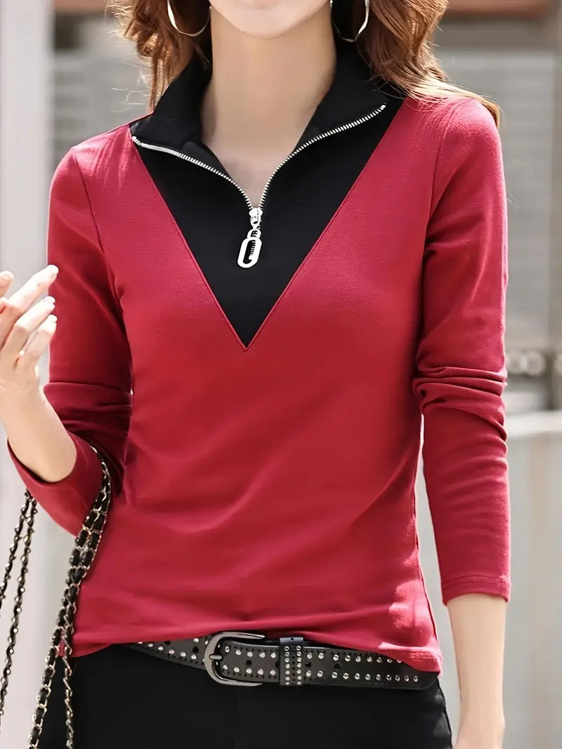 Elegant High-Stretch Long-Sleeve Knitwear Top