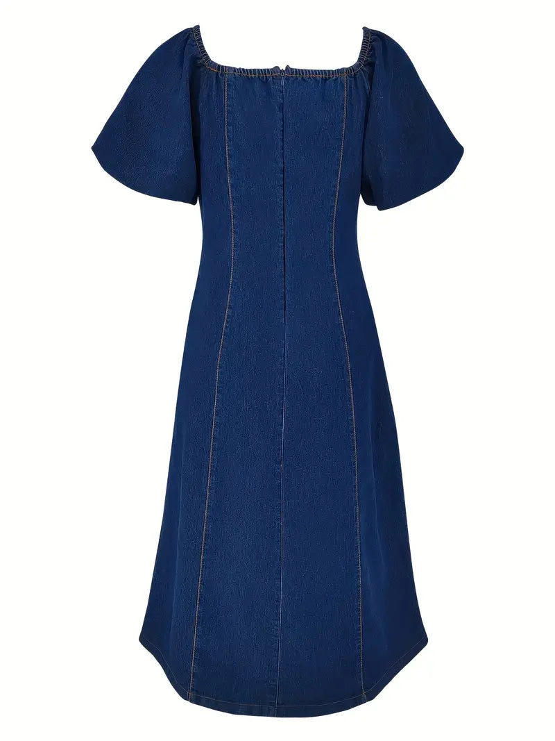 Off-Shoulder Navy Blue Bodycon Dress with Golden Accents – Elegant Stretch-Fit Evening & Cocktail Wear