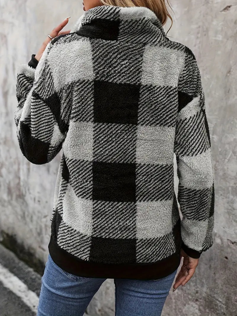 Fuzzy Women’s Half-Zip Sherpa Sweatshirt — Cozy Standout Pullover