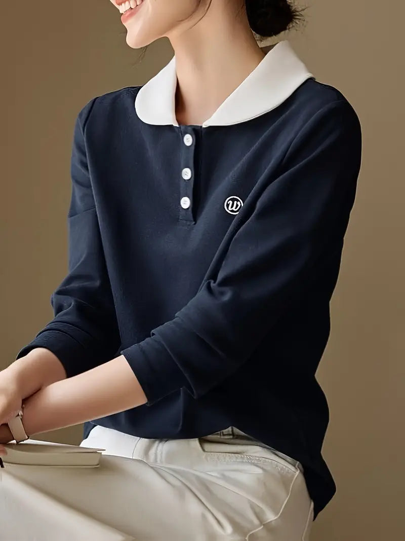 Soft Long-Sleeve Collared Shirt with Button Front