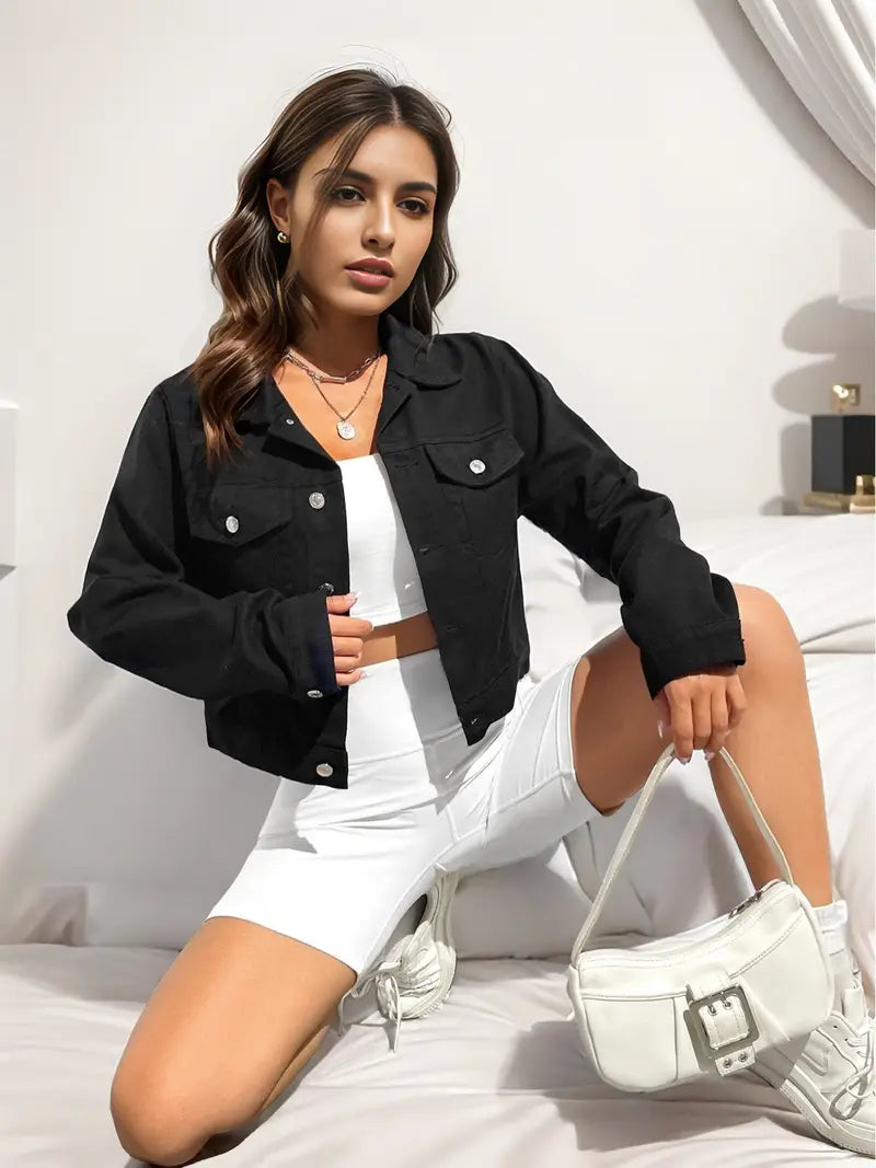 Women’s Olive Green Short Denim Jacket – Casual to Semi-Formal Layering Essential