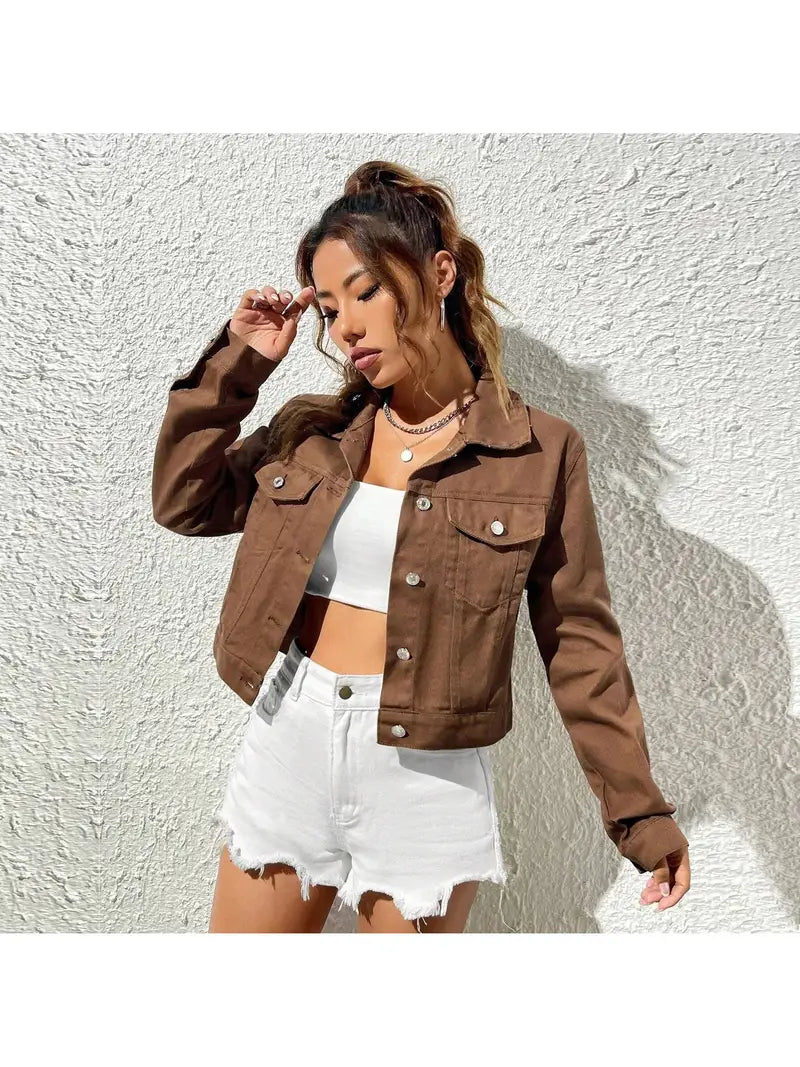 Women’s Olive Green Short Denim Jacket – Casual to Semi-Formal Layering Essential