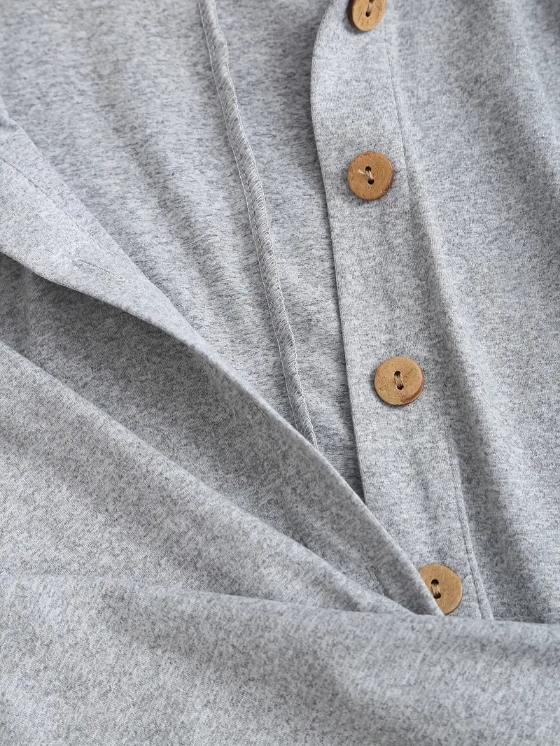 Women'S Casual Solid Color Long Sleeve Shirt with Adjustable Chest Ruching & Metal Eyelets