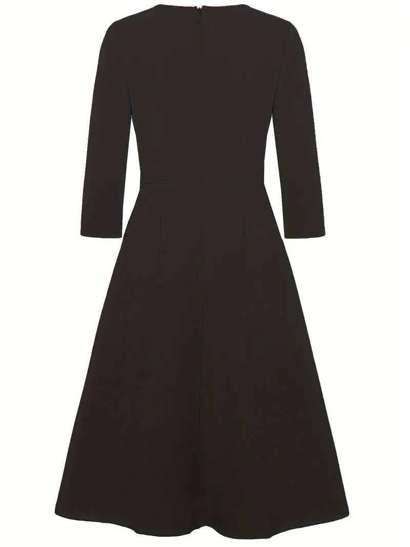 Elegant Sleeveless Maxi Dress – Crew Neck, High-Waist, Side Split, Polished Formal & Evening Wear