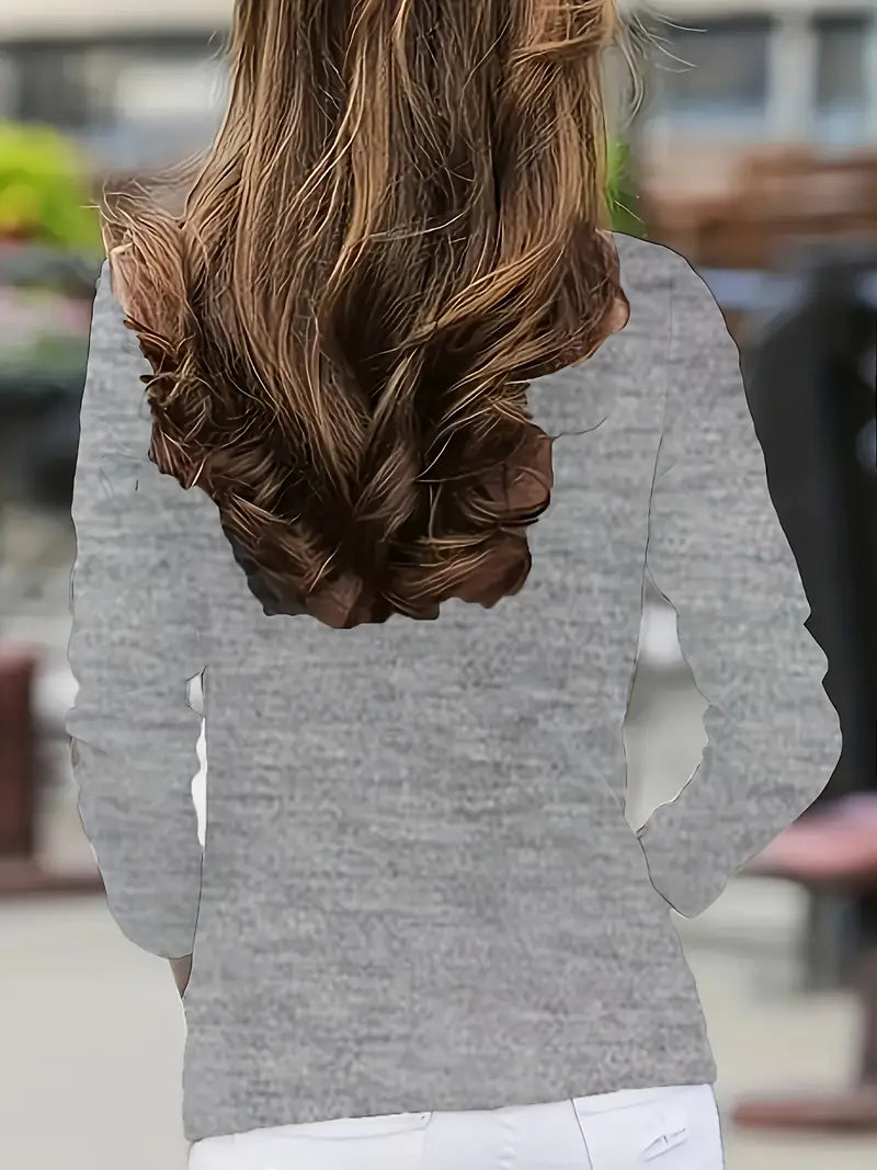 Elegant Long-Sleeve High-Neck Top with Decorative Buttons