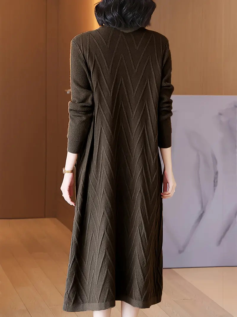 High-End Over-The-Knee Shawl Cardigan Coat — Elegant Longline Sweater for Autumn & Winter 2024