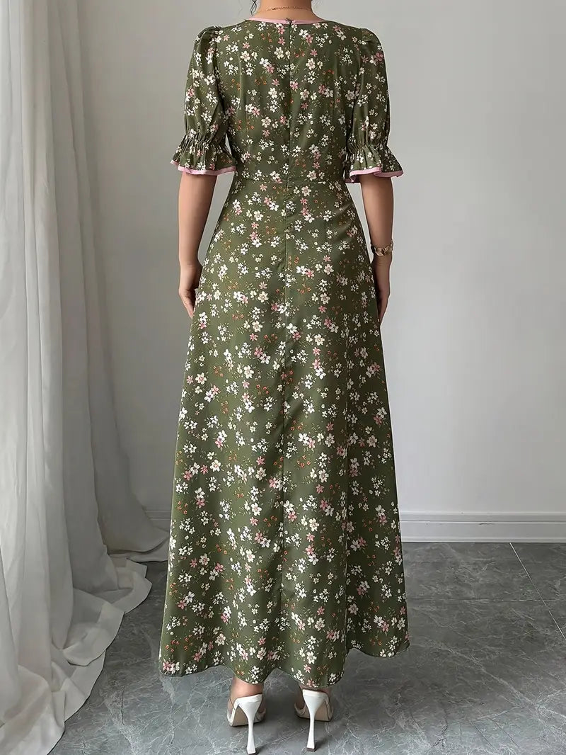 Classic Elegance Tea-Length Flared Party Gown