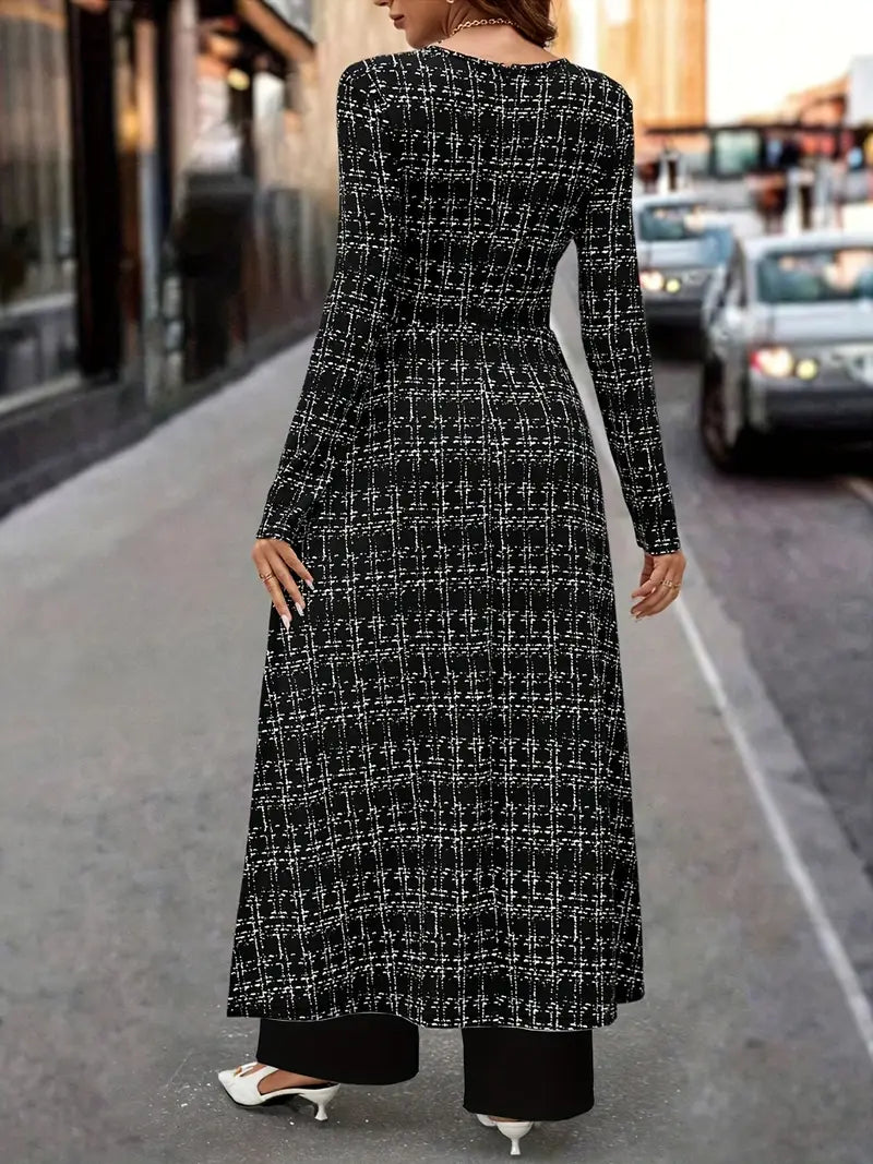 Vintage-Inspired Black & White Checkered Jumpsuit with Asymmetrical Design