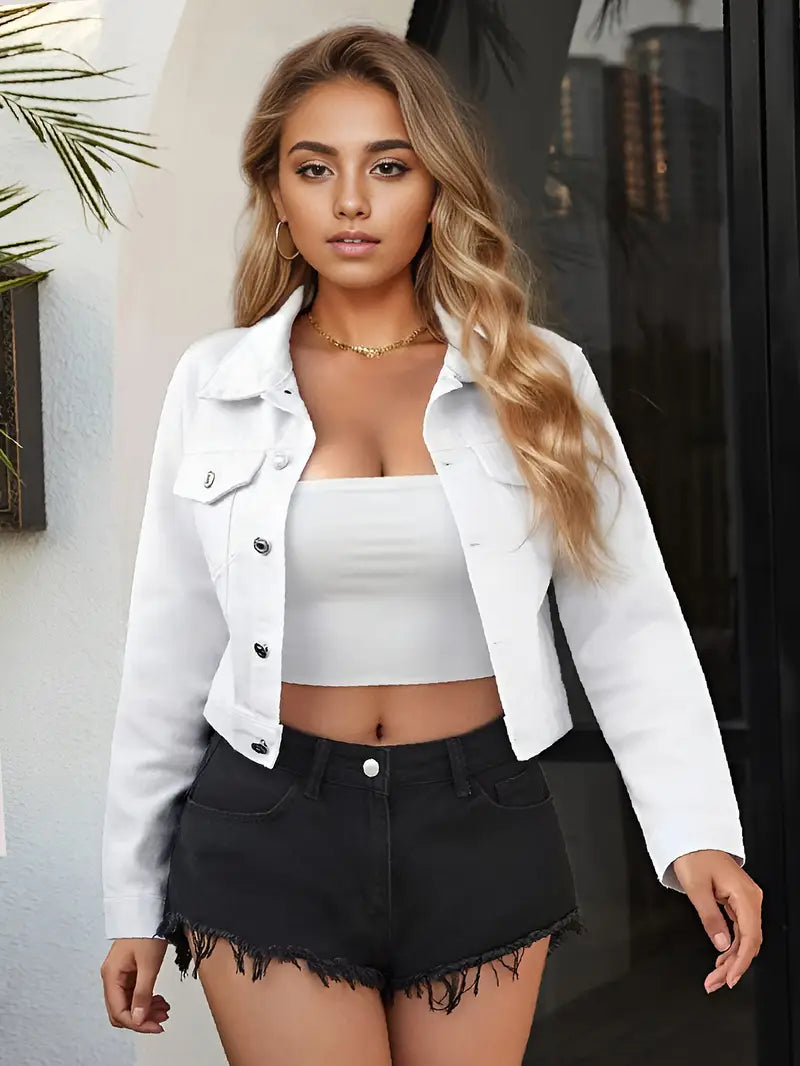 Women’s Olive Green Short Denim Jacket – Casual to Semi-Formal Layering Essential