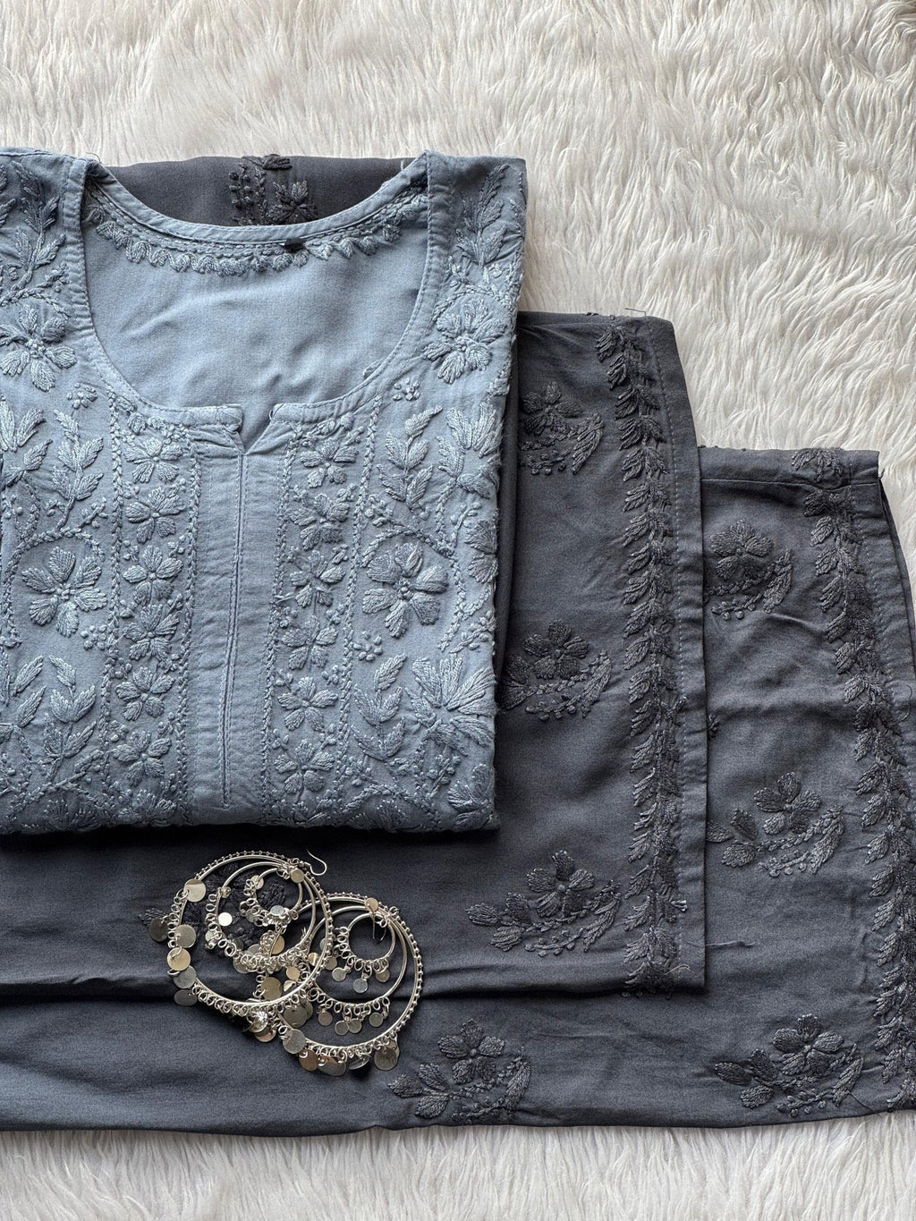 Chikan Rayon kurti with plazo Combo