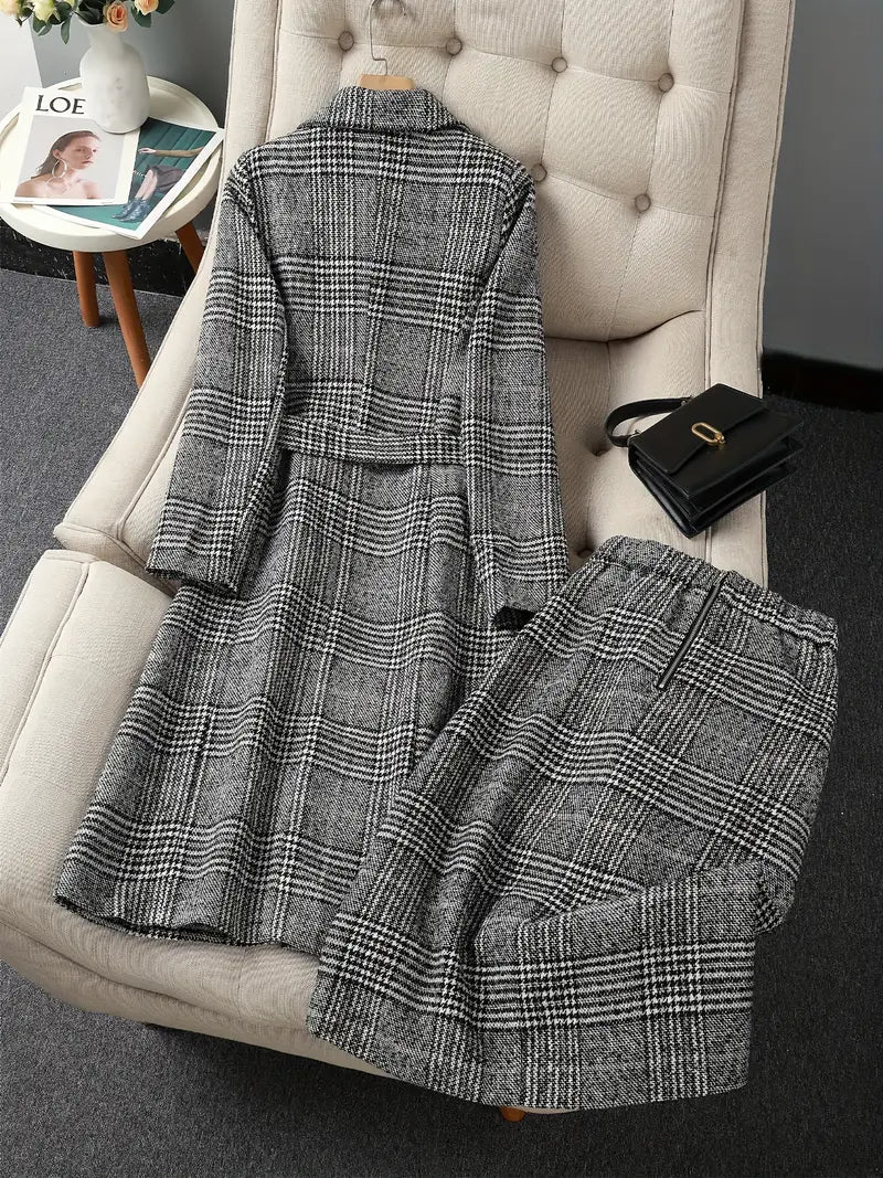 Elegant Long-Sleeve Top & Matching Skirt Set — Polished Skirt Suit for Sophisticated Day-to-Evening Wear