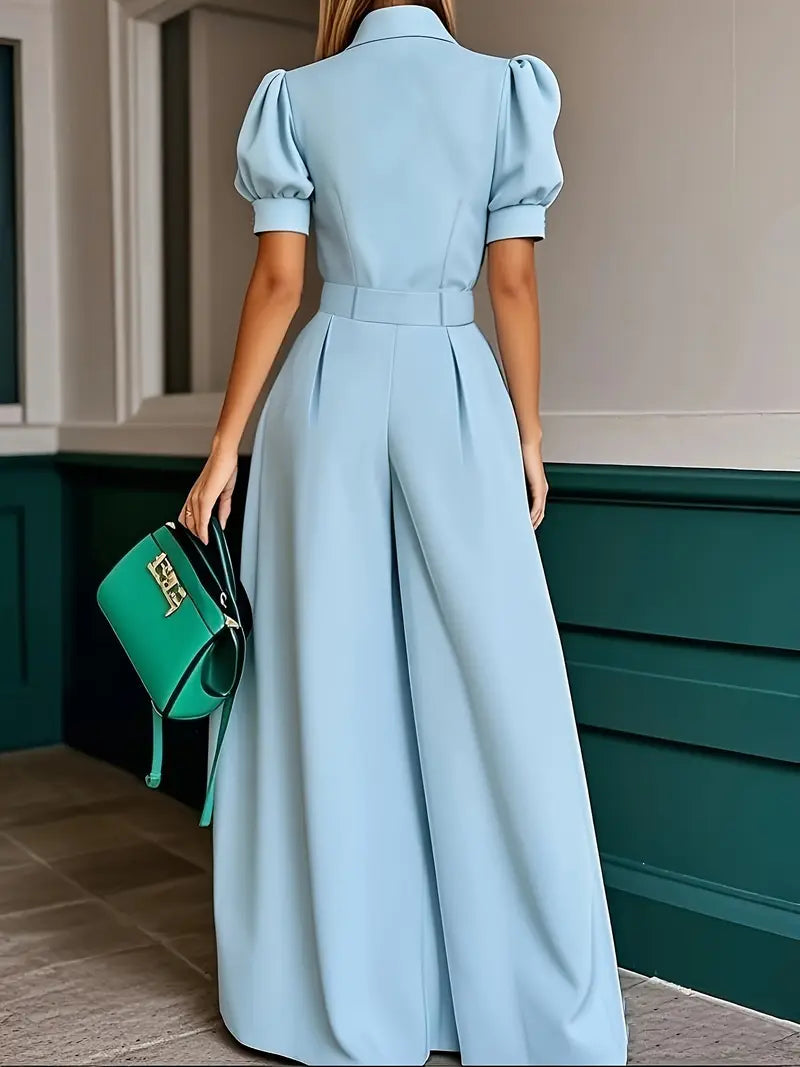 Mint Green Loose-Fit Wide-Leg Jumpsuit – Effortless Summer Elegance for Casual & Professional Outfits
