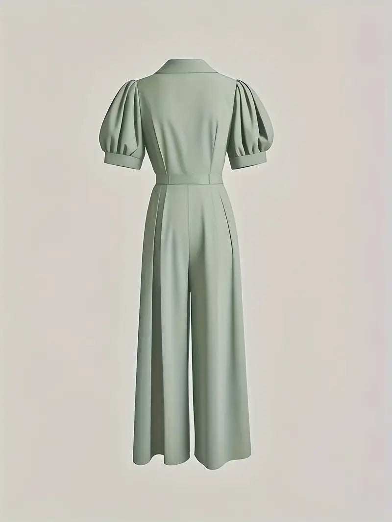Mint Green Loose-Fit Wide-Leg Jumpsuit – Effortless Summer Elegance for Casual & Professional Outfits