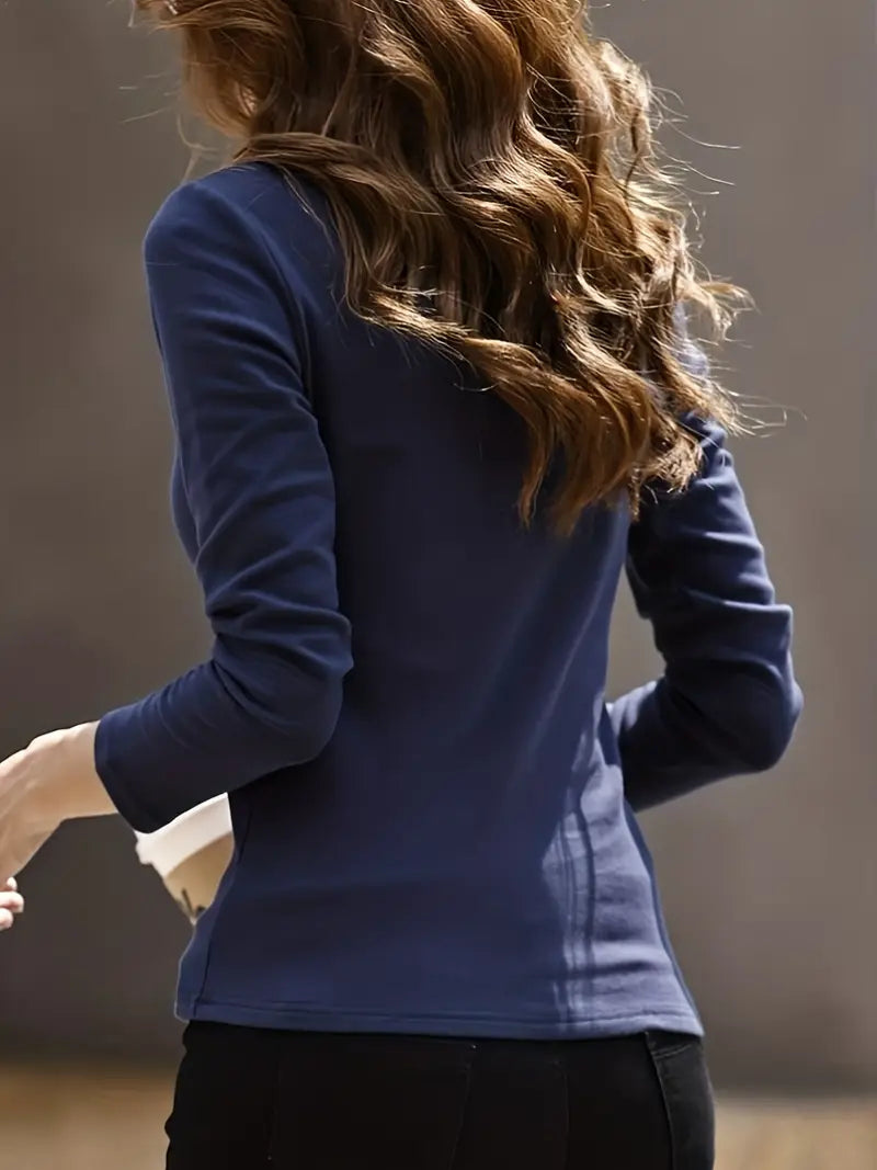 Elegant High-Stretch Long-Sleeve Knitwear Top