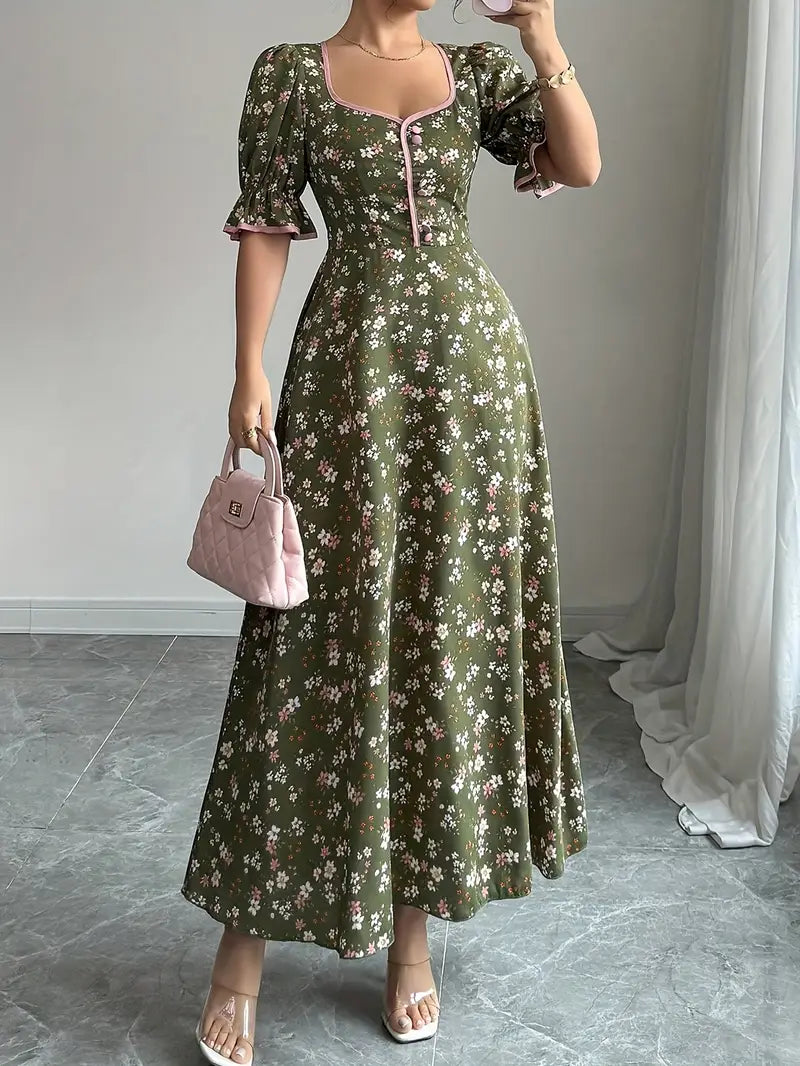 Classic Elegance Tea-Length Flared Party Gown
