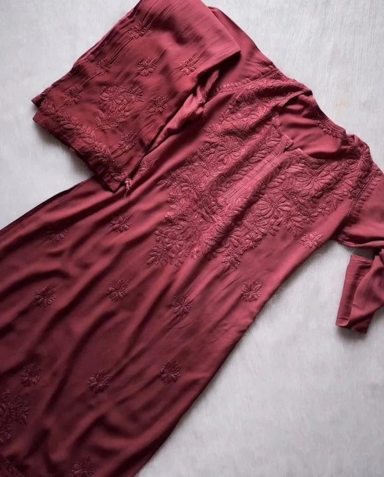 Chikan Rayon kurti with plazo Combo