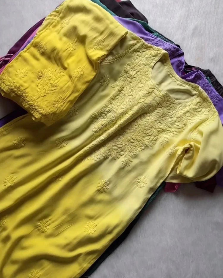 Chikan Rayon kurti with plazo Combo