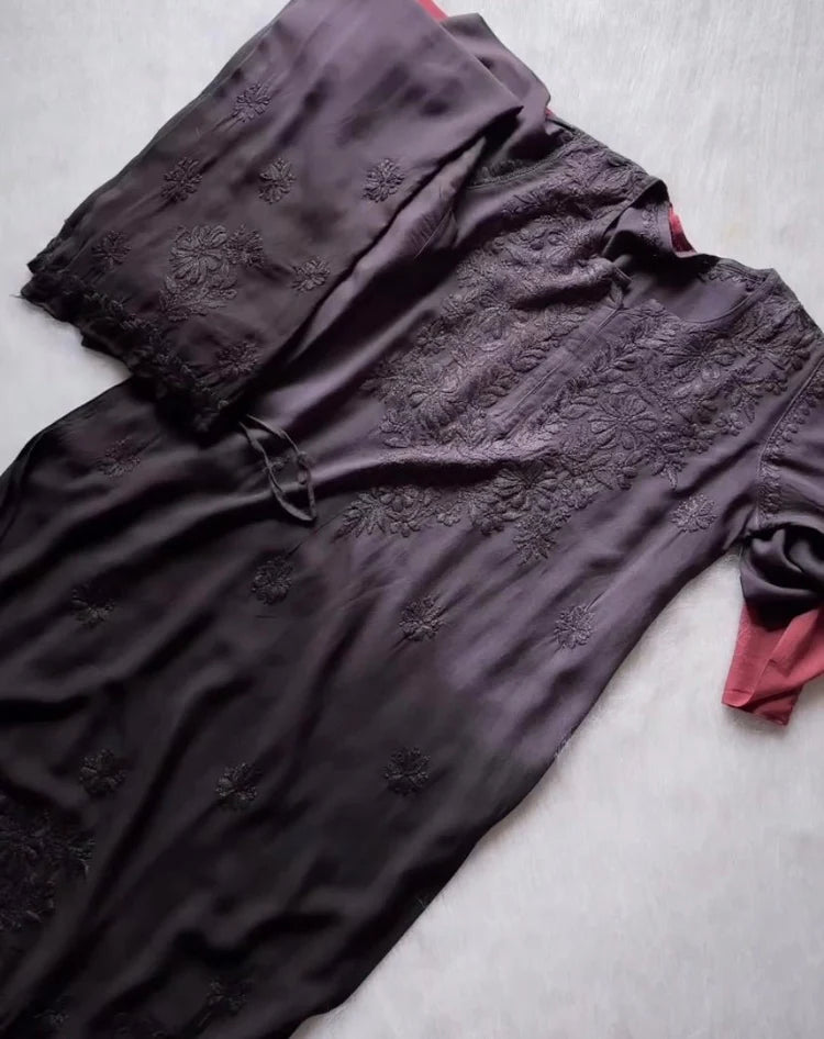 Chikan Rayon kurti with plazo Combo