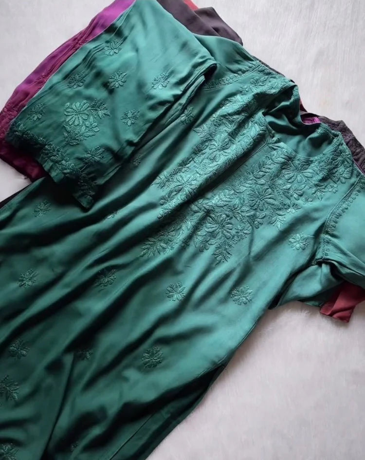 Chikan Rayon kurti with plazo Combo