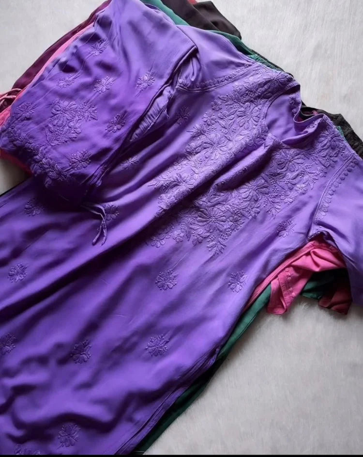 Chikan Rayon kurti with plazo Combo