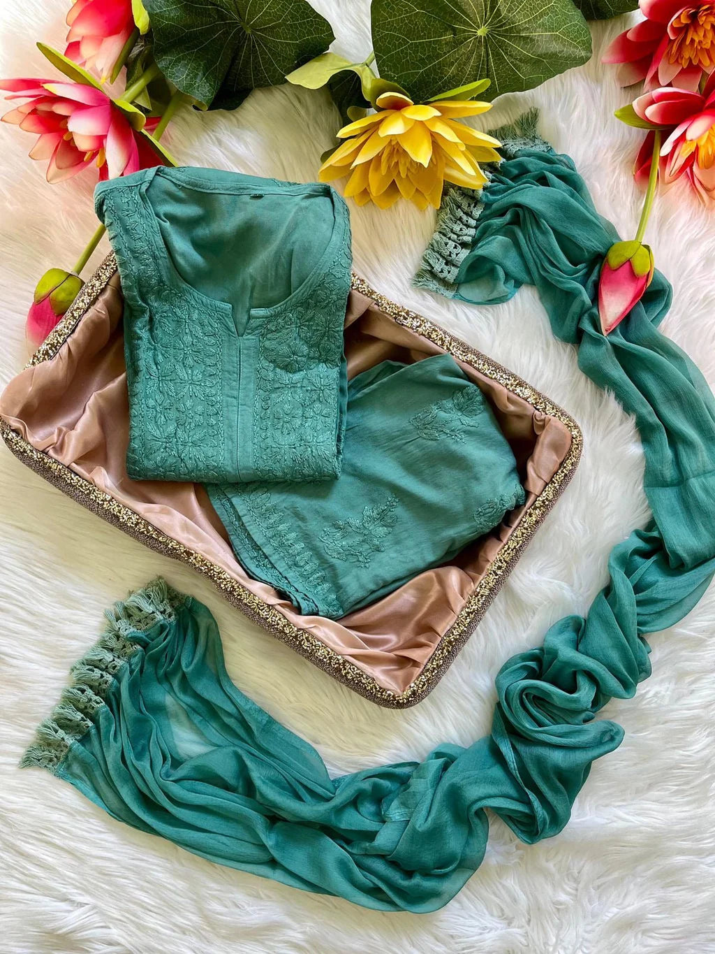 Soft touch Handwork Kurti sets 3pc