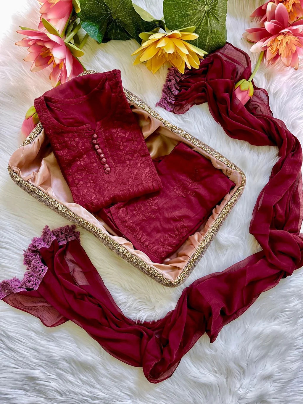 Soft touch Handwork Kurti sets 3pc