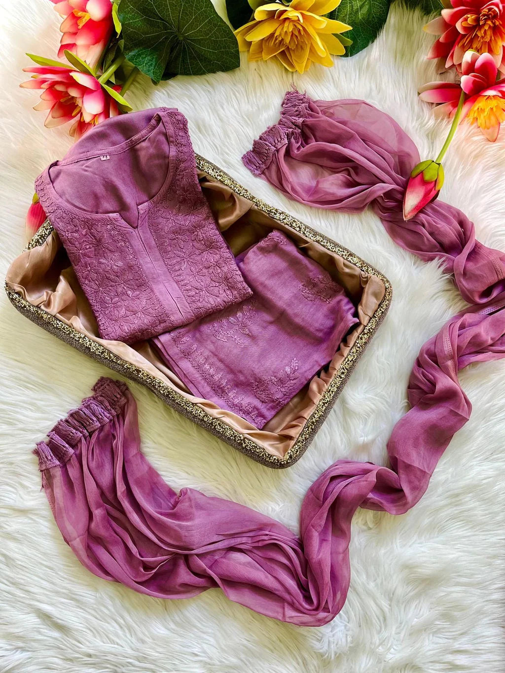 Soft touch Handwork Kurti sets 3pc