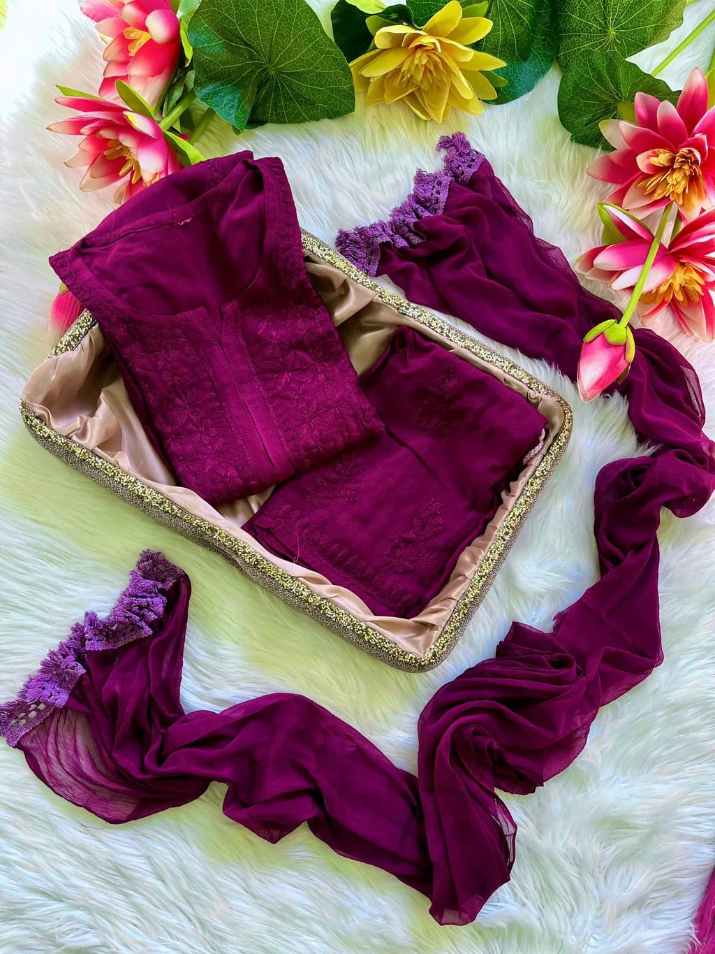 Soft touch Handwork Kurti sets 3pc